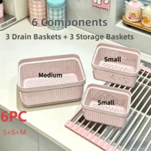 Set Saringan Dapur 6 Buah (Termasuk 3 Keranjang Saringan + 3 Keranjang Penyimpanan) Saringan Dapur Plastik Non-Makanan, Digunakan untuk Mencuci Sayuran, Buah, dan Piring - Cocok untuk Dapur Rumah dan Komersial, Mencuci Buah, Penyimpanan Ringkas, Struktur Kokoh, Pencuci Sayuran, Saringan Sayuran, Keranjang Pencuci Buah, Cocok untuk Dapur, Kulkas, Berkemah, dan Piknik - MultiWarna - View 6