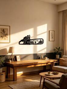 1 pezzo Decorazione da parete in metallo a forma di motosega da boscaiolo, opera d'arte degli attrezzi da boscaiolo, decorazione da parete in metallo per officina da boscaiolo, arte della scultura del legno, decorazione rustica per attrezzi, decorazione per scene, decorazione per feste a tema, decorazione da parete. Naturalmente, può anche essere un regalo perfetto per qualsiasi occasione, come il riscaldamento della casa, il compleanno, San Valentino, ideale per la decorazione di casa, matrimonio, Natale! - nero - Visualizzare 11