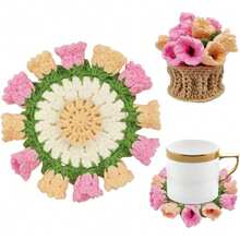 Bouquet de fleurs au crochet, sous-verres, fleurs en pot au crochet, mini rose tricotée à la main terminée, cadeau romantique pour filles et mamans pour anniversaire, anniversaire de mariage, Saint-Valentin, rouge - Multicolore - Voir 15