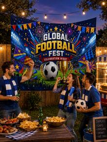 1 buah Latar Belakang Pesta Bertema Sepak Bola, Spanduk Karnaval Sepak Bola Dunia, Latar Belakang Foto, Cocok untuk Pesta Piala Dunia, Bar Olahraga, Hari Pertandingan, Pesta Ulang Tahun, dan Dekorasi Dinding Rumah - Beraneka warna - View 3