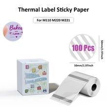 50*50mm Étiquettes thermiques roses transparentes 100 étiquettes par rouleau, papier autocollant rond compatible avec M110/M120/M220/M250, parfait pour la décoration de planificateur, l'emballage de cadeaux et l'organisation de bureau - Voir 10