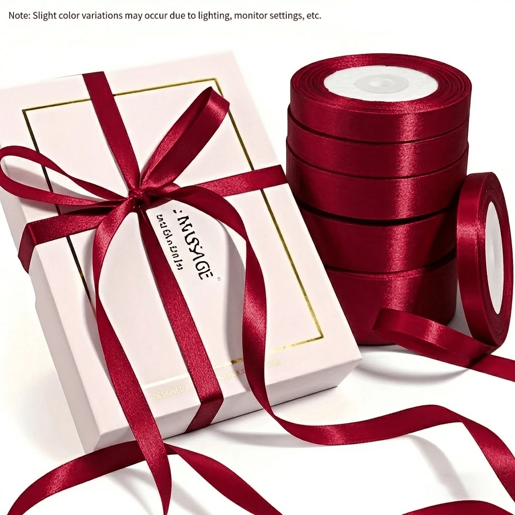 1 Roll Polyester Satin Ribbon, Suitable For Gift Boxes, Candy Boxes, Cake Boxes, Flower Decorations, DIY Rose Materials, Wedding And Party Decorations. (Machine Dyed, Slight Color Difference)