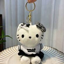 1pc Sanrio Pink, Blue, Black & White Impression School Uniform Hello Kitty Bag Charm, Plush Kitty Doll Gift - Multicolor - View 11