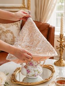 1pc Luxury Teapot Insulated Cover, Soft Textured Fabric Thermal Sleeve, Sequin Decorated Cloth Lid, Elegant Vintage Afternoon Tea Accessory, Suitable For Home Kitchen, Gift Occasions - Multicolor - View 7