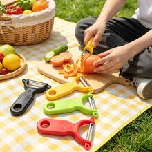 4pcs Colorful Stainless Steel Vegetable Peeler Set, Each Color Corresponds To Different Blade Design, Multi-Function Fruit Peeler, Suitable For Daily Kitchen Food Preparation - Multicolor - View 3