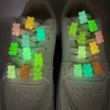 20pcs Mixed Color Glow-In-The-Dark Bear Shoelace Clips, Cute Cartoon Animal Plastic Sneaker Decorations, Fashionable Sports Shoe Lace Accessories - Multicolor - View 6