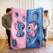 1 chiếc chăn nỉ in họa tiết hoạt hình 2D Stitch & Lilo Dreamcatcher hình nấm chủ đề Disney All-Star, chăn đắp điều hòa - chăn chần bông 100% polyester, in kỹ thuật số - bộ chăn ga thoải mái cho mọi mùa, quà tặng lý tưởng cho bạn bè và gia đình - chăn nỉ mềm - có nhiều kích cỡ, siêu mềm, phù hợp cho sofa/giường, thiết yếu cho mọi mùa - Nhiều màu - Xem 1
