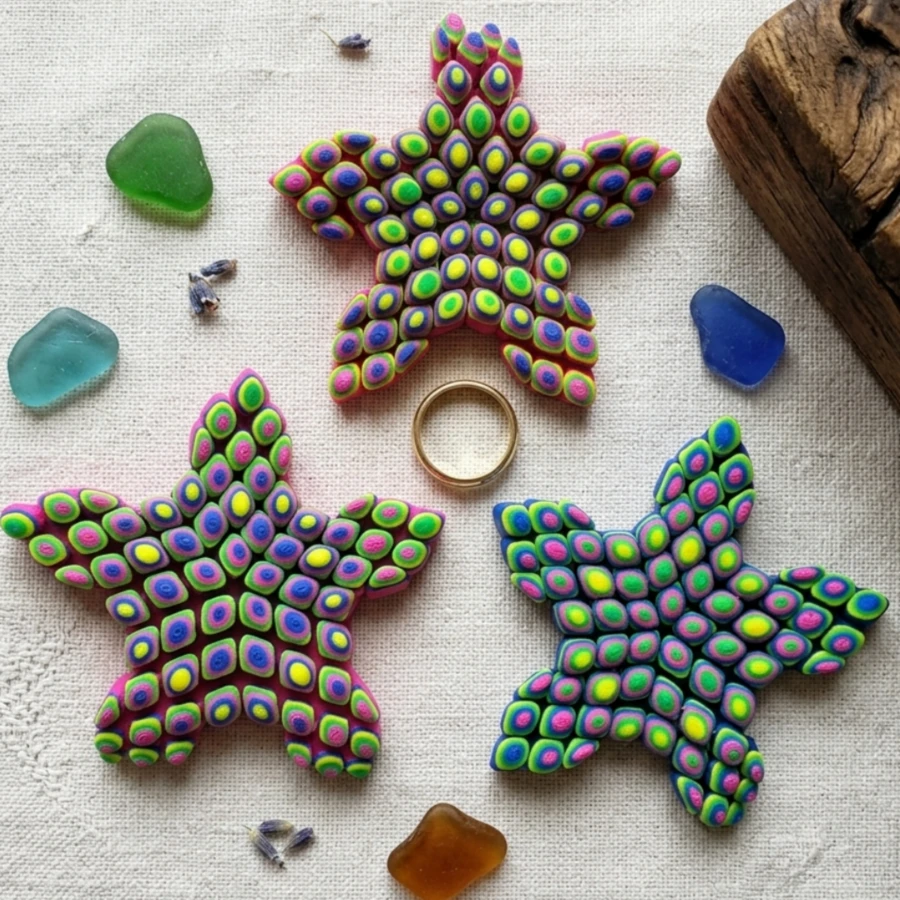 Colorful Starfish Decorative Pendant, Ocean Style Decorative Hanging Ornament, Keychain Accessory, 3.17 X 3.02 Inches, Comes With Silicone Chain - A - View 1