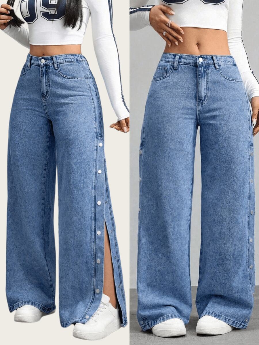 Jeans cargo pantalones de mezclilla mujer pantalones cargo pantalones de mujer cargo vaquero para mujer - Azul - Ver 1