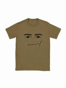 Anime Robot Robloxs Face T-Shirts, Funny Shirt ,Graphic Tees ,Crew Neck Short Sleeve T Shirts ,Women Clothing ,Harajuku T Shirts, Tee ,Summer Tops - 摩卡棕 - 查看 13