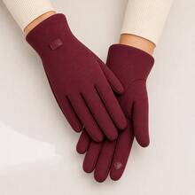 Women's Touch Screen Thermal Gloves With Lining, Warm Velvet, Stylish, For Winter And Cold Weather. - 紫紅色 - 查看 3
