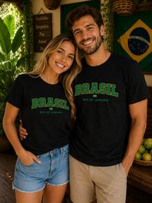 T-Shirt/Blouse For The Brazilian National Team, Brazil World Cup, All Sizes, Family, Patriotic, , Soccer, Unisex, Exclusive BrazilCore - 黑色 - 巴西 RJ - 查看 1