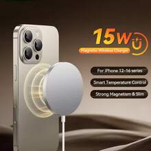 15W 磁吸無線充電器，相容於 17 Pro Max/17 Pro/17/Air/16/15，快速充電底座，MagSafe 充電器 - 白色 - 查看 5
