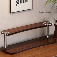 2-Tier Wooden Countertop Storage Rack - Non-Slip Space-Saving Shelf, Suitable For Small Spaces, Multi-Functional Organizer For Cosmetics, Spices, Bottles, Jars And Baskets, Bathroom Storage Rack, Kitchen Countertop Organizer, Desktop Cup Holder, Decorative Shelf - Coffee Brown - View 1