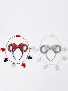 [Combo&Save] Bộ tai băng đô Minnie Mouse yêu nước Disney & vòng cổ phát sáng & tai băng đô bạc & vòng cổ phát sáng – chất liệu bền cho trẻ em, dễ đeo, đèn LED phát sáng, phụ kiện hóa trang, trang sức trẻ em, quà tặng hoàn hảo cho trẻ em, quà tặng fan Minnie Mouse, tiệc sinh nhật & quà tặng kỳ nghỉ - Nhiều màu - Xem 2