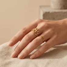 Anillo de Ojo Malvado para Mujeres, Anillo de Banda Abierta Minimalista de Cobre Puro, Accesorio de Moda, Tamaño de Anillo Ajustable - Dorado - Ver 5
