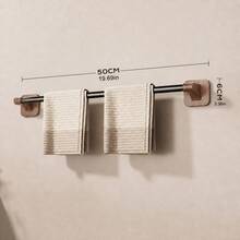 CASEGRACE 1pc Walnut Color No-Drill Wall-Mounted Bathroom Storage Single Bar Towel Rack, Suitable For Bathroom, Kitchen, Balcony Towel Rack, Bathroom Organizer Storage Rack - Walnut - View 12