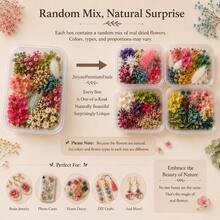 Curear 4 Boxes Colorful Dried Flowers For Resin Jewelry Making, Real Pressed Flower Leaves & Floral Fillers For Resin Molds, Pendant Earrings Bookmark DIY Craft Supplies, Random Mixed Style - 4pcs - View 6