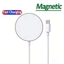 15W 磁吸無線充電器，相容於 17 Pro Max/17 Pro/17/Air/16/15，快速充電底座，MagSafe 充電器 - 白色 - 查看 8