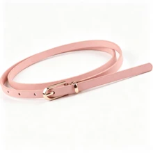 1 Peça Cinto Fino de Couro PU Colorido para Mulheres, Cinto Ajustável com Fivela Dourada Minimalista, Cinto Decorativo Casual Versátil, Adequado para Denim, Calças, Vestidos, Looks de Trabalho e Uso Diário - Cinto de dopamina - Visão 6