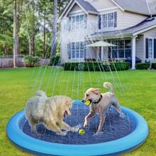 Extra-Thick Splash-Proof Mat, Suitable For Large Dogs | 0.6mm Non-Slip, Durable Dog Water Fountain And Cooling Mat, Heavy-Duty Summer Outdoor Water Fountain. - 寶藍色 - 查看 4