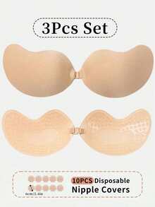 1pc/2pcs Strapless Backless Adhesive Push-Up Bra, Waterproof Skin-Friendly Reusable Sticky Bra Pads, Invisible Bra Suitable For Evening Gowns And Wedding Dresses - Multicolor - View 24