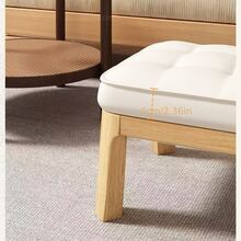 Solid Wood Button-Tufted Upholstered Shoe Bench, Soft Padded Backrest Entryway Shoe Changing Stool, Minimalist Low-Profile Shoe Bench, Multi-Functional Hallway Bedroom Living Room Furniture - Natural Wood Color + White - View 11