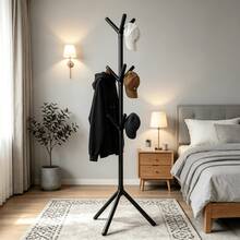 1pc Floor-Standing Tree-Shaped Coat Rack, Easy To Move Coat Rack, Suitable For Living Room, Balcony, Bedroom, Cloakroom And Other Occasions, Room Deocr, Home Decor,Home Accesssories - Black - View 1