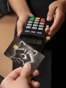 1pc Cute Raccoon Pattern Credit Card Sticker, Heartwarming Pet Couples's Gift For Valentine's Day, Birthday Party, Made Of PVC Material, Fingerprint-Proof, Scratch-Resistant, Suitable For Men, Women, Couples To Decorate Debit/Credit Cards, Campus Cards, Transportation Cards - Type a - View 5