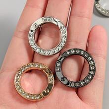 10/6/4pcs Sparkling Crystal Keychain, Rhinestone Keyring, Fashion Accessories Suitable For DIY, Jewelry Metal Keychain Metal Shape Spring Clasp, Outdoor Metal Keychain Key Chain Clip Hook Dog Leash Clasp, Valentine's Day Gift, Couples Set, Christmas Gift - Black - View 2
