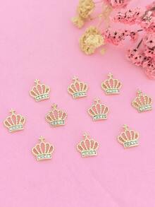 10pcs Silver Crown Shaped Nail Art Decorations Set - Shiny Rhinestone Nail Decor, Suitable For DIY Nail Design, Fragrance-Free, Ideal For Nail Art Enthusiasts Nail Charms - 金色 - 查看 3