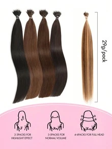 Nano Ring Hair Extensions, Straight Golden Highlights, Micro Link, Glue-Free, Easy Installation, Natural Hair Texture, Suitable For Brides, Weddings, Parties, Daily Wear, Halloween, Christmas, School - 彩色 - 查看 5