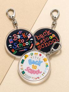 3 piezas Llavero de acrílico para volver a la escuela, encanto de bolso, accesorios para llavero, decoración de mochila, regalo especial. Perfecto para tu mochila, lonchera, llaves de uso diario - 3 piezas B - Ver 3