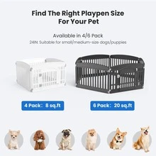 Plastic Pet Playpen, Durable Puppy Exercise Pen With Lockable Door, Non-Slip Bottom, Portable For Indoor & Outdoor Use - 黑色 - 查看 8