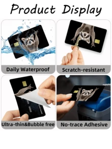 1pc Cute Raccoon Credit Card Sticker, Suitable For Pet Lovers, Valentine's Day, Birthday Gift, Made Of PVC Material, Fingerprint-Proof, Scratch-Resistant, Durable, Suitable For Men, Women, Couples, Decorating Debit/Credit Cards, Transportation Cards, Student ID Cards - Type a - View 8
