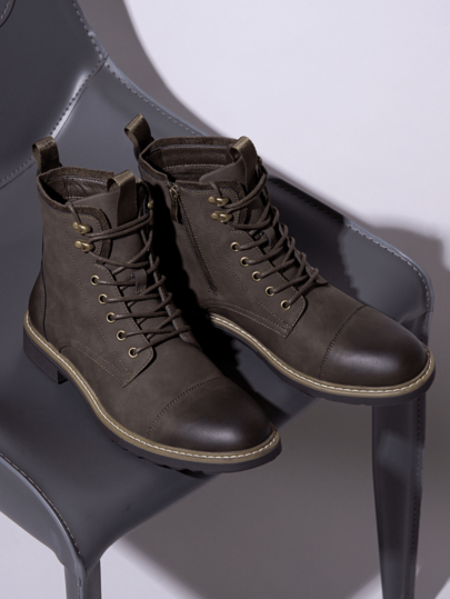 Men's Boots Motorcycle Casual Boots For Men Waterproof Dark Brown Chukka Boots
