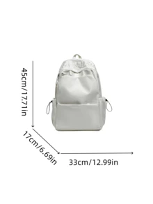 1pc Unisex Plain Nylon Zipper Closure Minimalist Backpack, Suitable For Students And Daily Use In All Seasons, No Pendant - A - View 4