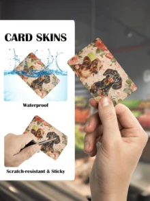 1pc Golden Retriever & Flower Credit Card Sticker Protector, Cute Pet Party Birthday Gift, PVC Material Anti-Fingerprint Anti-Scratch Wear-Resistant Skin, Suitable For Men, Women, Couples, Small Chip Cards, Bank Cards, Credit Cards, Transit Cards, Student Campus Cards DIY - Type a - View 8