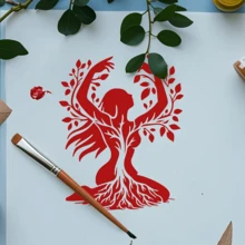 Earth Goddess - Soul & Tree Art Stencil, Washable & Reusable, Sacred Feminine Tree Of Life Template, Suitable For DIY Enthusiasts, Nature-Inspired Design, Artistic Tree Design, Home Decor, Surface Decoration Pattern - A - View 7
