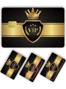 1入皇冠VIP信用卡貼紙 金色徽章通行證 派對生日禮物 PVC材質 防指紋防刮耐用貼膜 男女通用 情侶適用 裝飾金融卡/信用卡、交通卡、學生證 - A款 - 查看 12