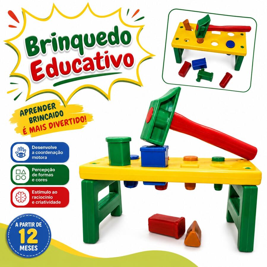 Educational Toy For Babies - Bench With Geometric Weights - Multicolor - Ver 1
