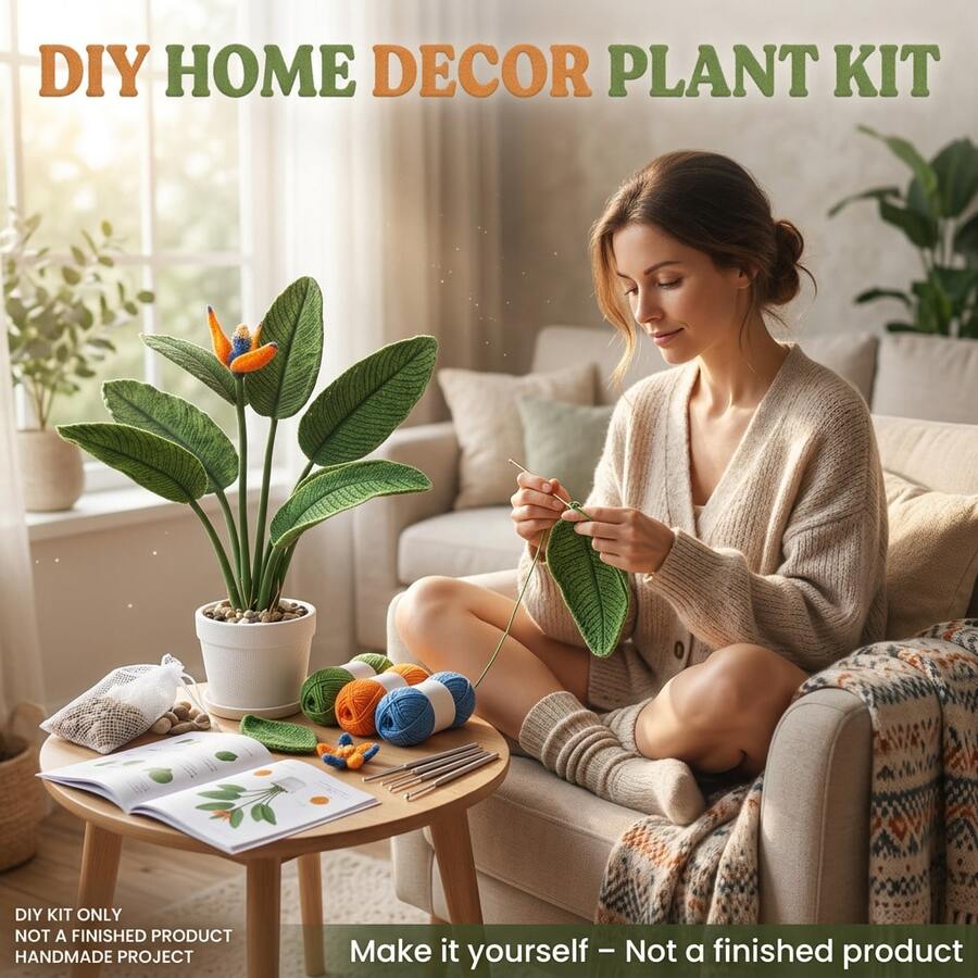 1Set Animal Crochet Kit, Crochet Kit For Beginners, Beginner Crochet Kit For Adults With Step-By-Step Text Tutorials, Bird-Of-Paradise Flower DIY Crafts For Adults, Contemporary Home Decorative Ornaments, Cute Birthday Easter Day And Spring Gifts - Bird Of Paradise Flower - View 1