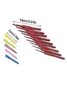 [19pcs]Red Silicone Handle Crochet Hook Set, 2.0-6.0mm 9 Common Sizes + 10 Colorful Sewing Needles, Suitable For Various Crochet Projects, From Fun Small Fabrics To Large Works - Crochet Set - View 7