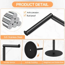 1pc Stainless Steel Movable Toilet Paper Holder, No Drilling Required, Suitable For Kitchen And Bathroom - Multicolor - View 4