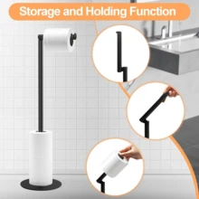 1pc Stainless Steel Movable Toilet Paper Holder, No Drilling Required, Suitable For Kitchen And Bathroom - Multicolor - View 3
