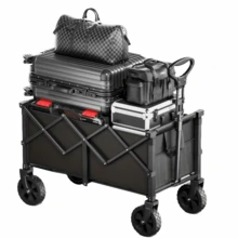 170KG Small Foldable Bollerwagen, Foldable Shopping Cart, Camping Cart With Height-Adjustable Handle, Lightweight, Space-Saving, And Sturdy - A - View 6