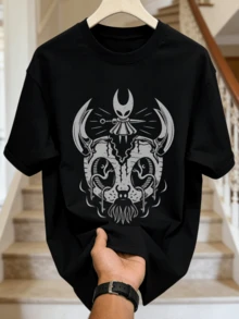Herren Sommer Lässig Weiches Rundhals Kurzarm-Shirt, Cut Out Spiel Muster Grafik passt für tägliche Frühling und Sommer Kleidung. Schwarz - Schwarz - Übersicht 5