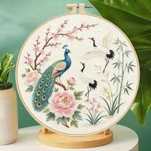 新中式仙鶴刺繡手工套裝,含刺繡框及全套工具,居家裝飾禮品 - 多色 - 查看 6