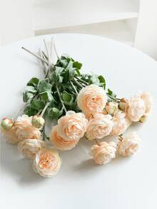 6 piezas de flores de loto artificiales con vellosidades, decoración floral realista de 50 cm, adecuada para pared, sala de estar, dormitorio, boda, fiesta, mesa, hogar, cocina, boda, mesa de comedor, oficina, jardín, exterior, casa, decoración del patio, para todas las estaciones - Champán - Ver 5
