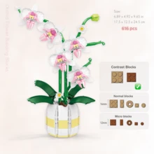 700 件/套创意系列盆栽兰花装饰，永恒玫瑰花束，DIY 组装积木玩具，中国兰花花束，玫瑰花礼物 - 創意積木盆栽花 - 查看 17